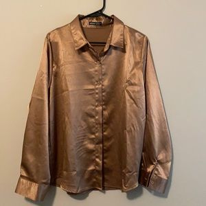 Metallic Bronze Button Down
